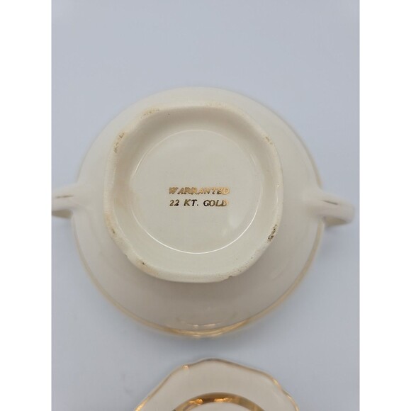 Vintage Covered Sugar Dish Summer Garden Floral Warranted 22K Gold - Picture 7 of 11